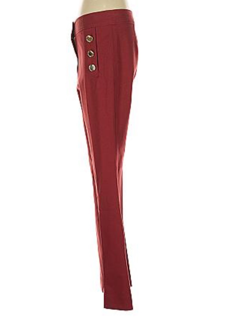 NWOT Derek Lam 10 Crosby Red Sailor Button Wide Leg Pants Approx Size 6 Elegant - Picture 6 of 7